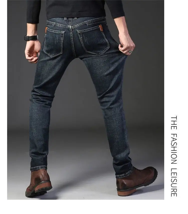 New Fashion Spring Autumn Men's Stretch Slim Jeans Casual Denim Luxury Clothing Men Designer Jeans Designer Clothes Cowboy Pants