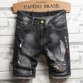 High Quality Men's Hole Denim Shorts Summer New Fashion Casual Slim Fit Ripped Retro Short Jeans Male Brand Classic Pants