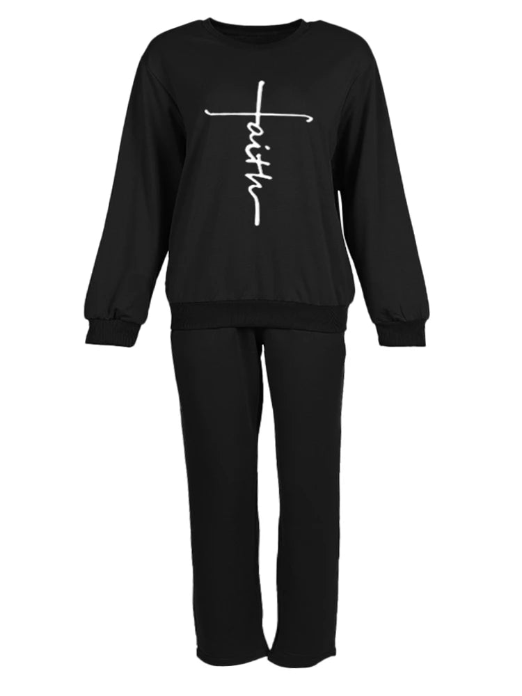 Sets Outifits 2023 New  Plus Size Geometric Print Colorblock Sweatshirt & Drawstring Sweatpants Set Of Two Fashion Casual Pieces