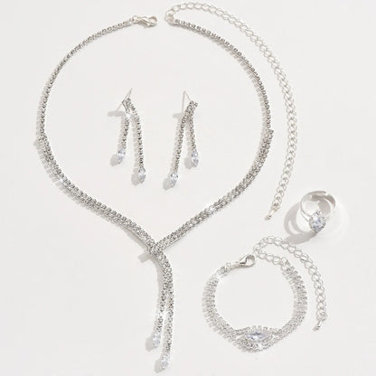 Simple and atmospheric sparkling necklace, earrings, bracelet, three piece set suitable for photography, bridal dress matching