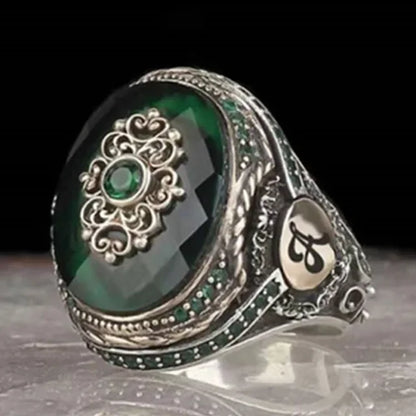 New Inlaid Emerald Men's Luxury Ring Personality Retro Domineering Personality Ring To Attend The Banquet Party Jewelry