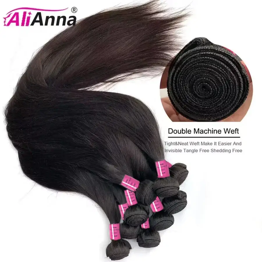 ALIANNA 26-Zoll-Echthaar-Bündel 10A brasilianisches unbehandeltes Haarwebe 30 38 40 Zoll glatte Echthaar-Bündel Haarverlängerungen