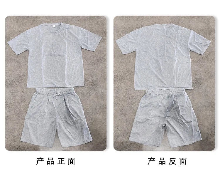 Herren Freizeit-Zweiteiler Sommer Kurzarm-T-Shirt und Shorts Set Bequemer Lockerer Trainingsanzug für Herren Bekleidungsset