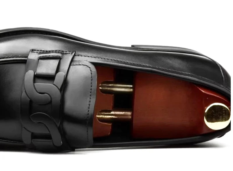 Hochwertige Metallschnalle Lederschuhe Für Herren Luxuriöse Slip-on Echtes Leder Business Formelle Schuhe Bräutigam Hochzeitsschuhe