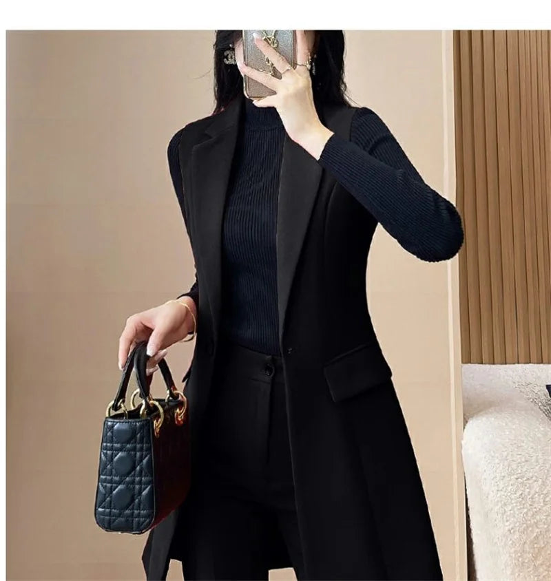 2024 New High-end Female Professional Suit Fashion Elegant Lady Sleeveless Vests Spring Autumn Women's Blazer Vest