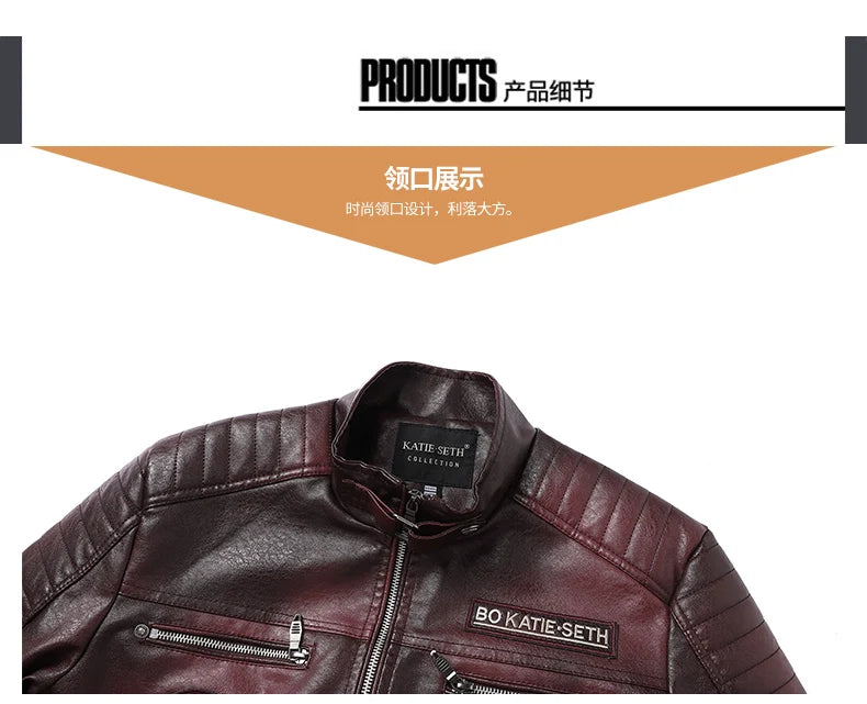 Men's Autumn Winter Men High Quality Fashion Coat Leather Jacket Motorcycle Style Male Casual Jackets For Warm Overcoat US Size
