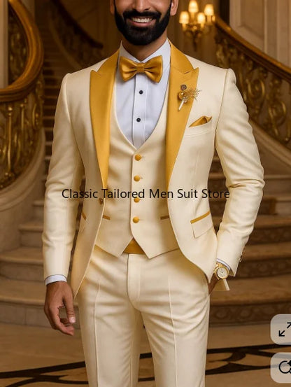 Quality Men's Suit  Fit Tuxedo 3 Pieces Suit Dress Wedding Work & Party