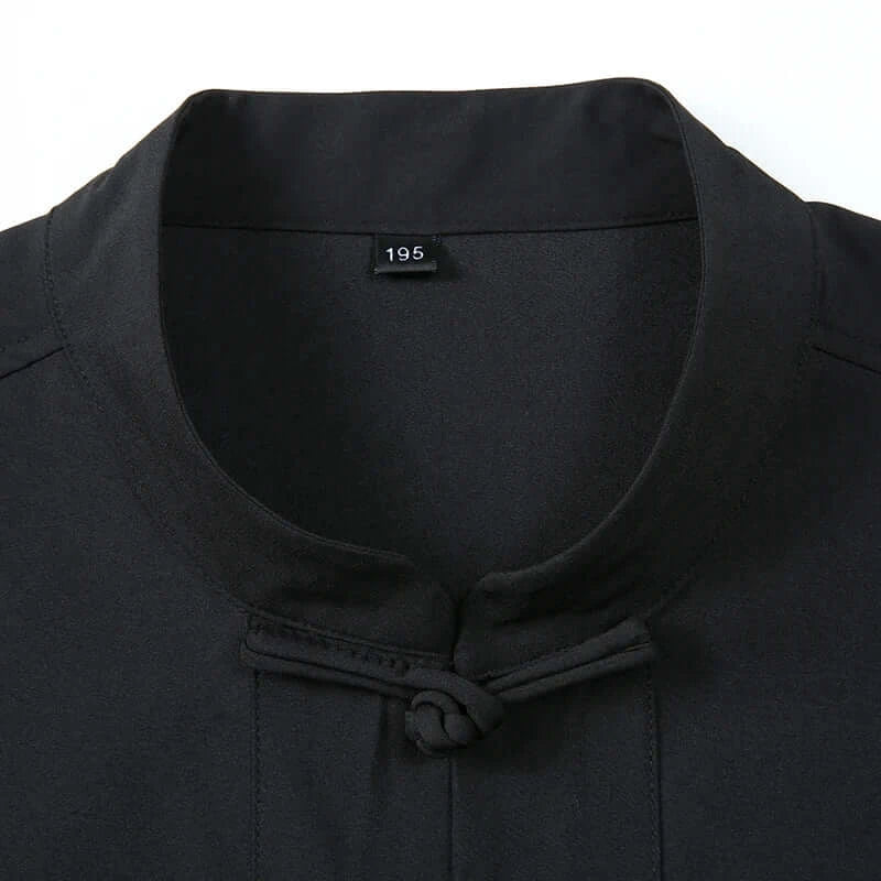 Herren Mandarin-Kragen Hemd im chinesischen Stil Kurzarm Sommer Oversize Formell Lässig Retro Schwarz Weiß Übergröße 6XL 7XL 8XL 10XL