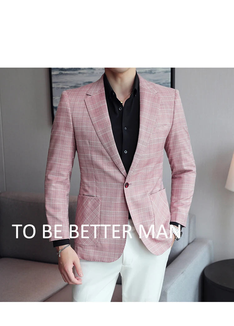 2024 New High-end Men's Two-button Suit Fashion Matching Handsome Casual Dating Slim Suit Single West Coat  Gucci Blazer Men