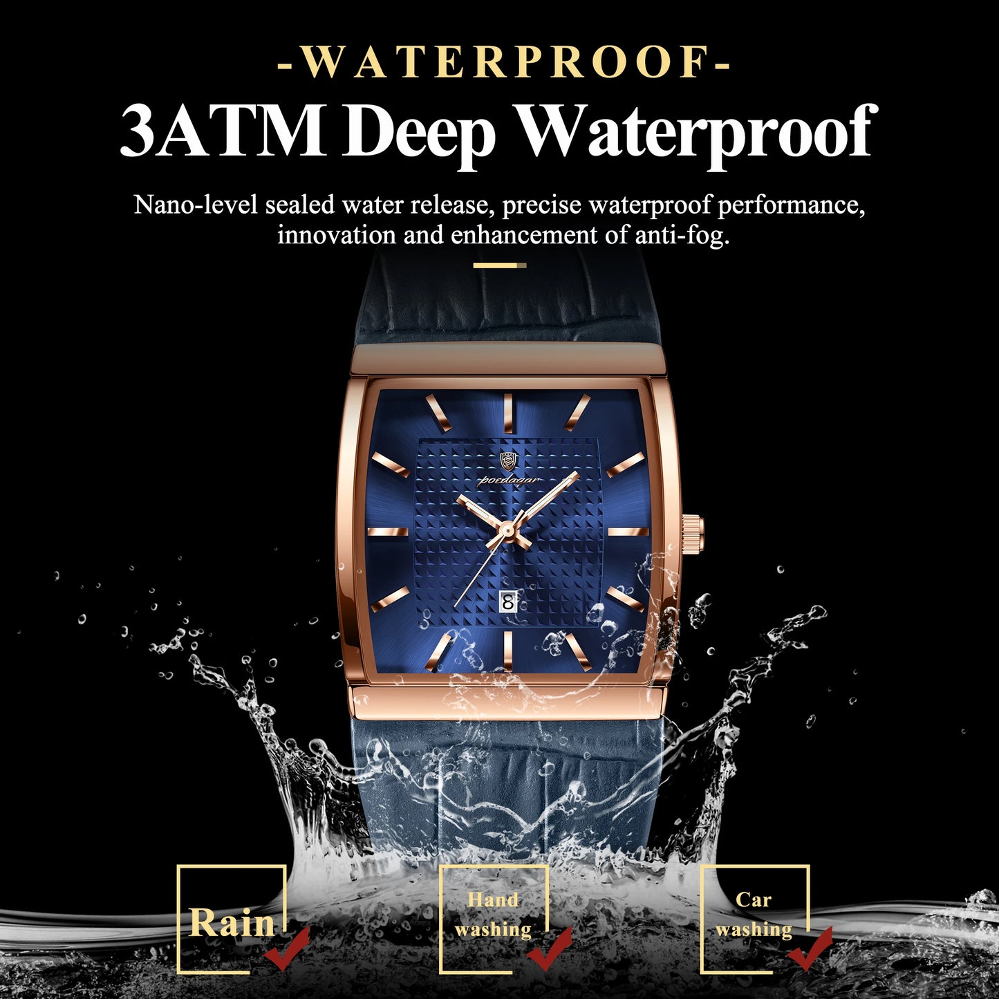 POEDAGAR Top High Quality Men Clock Date Waterproof Fashion Luminous Watch For Man Leather Luxury Men's Quartz Watches Reloj+Box