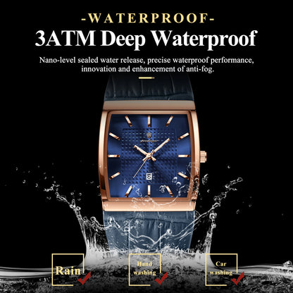 POEDAGAR Top High Quality Men Clock Date Waterproof Fashion Luminous Watch For Man Leather Luxury Men's Quartz Watches Reloj+Box