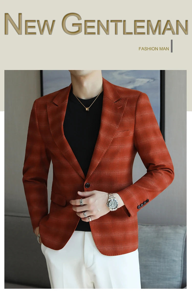 2024 New High-end Men's Two-button Suit Fashion Matching Handsome Casual Dating Slim Suit Single West Coat  Gucci Blazer Men