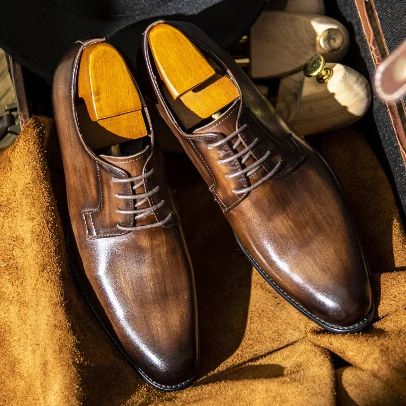 Luxury Mens Leather Shoes High Quality Men's Shoes Pointed Oxford Wedding Leather Men Dress Shoes 2023 Gentleman Office Man Shoe