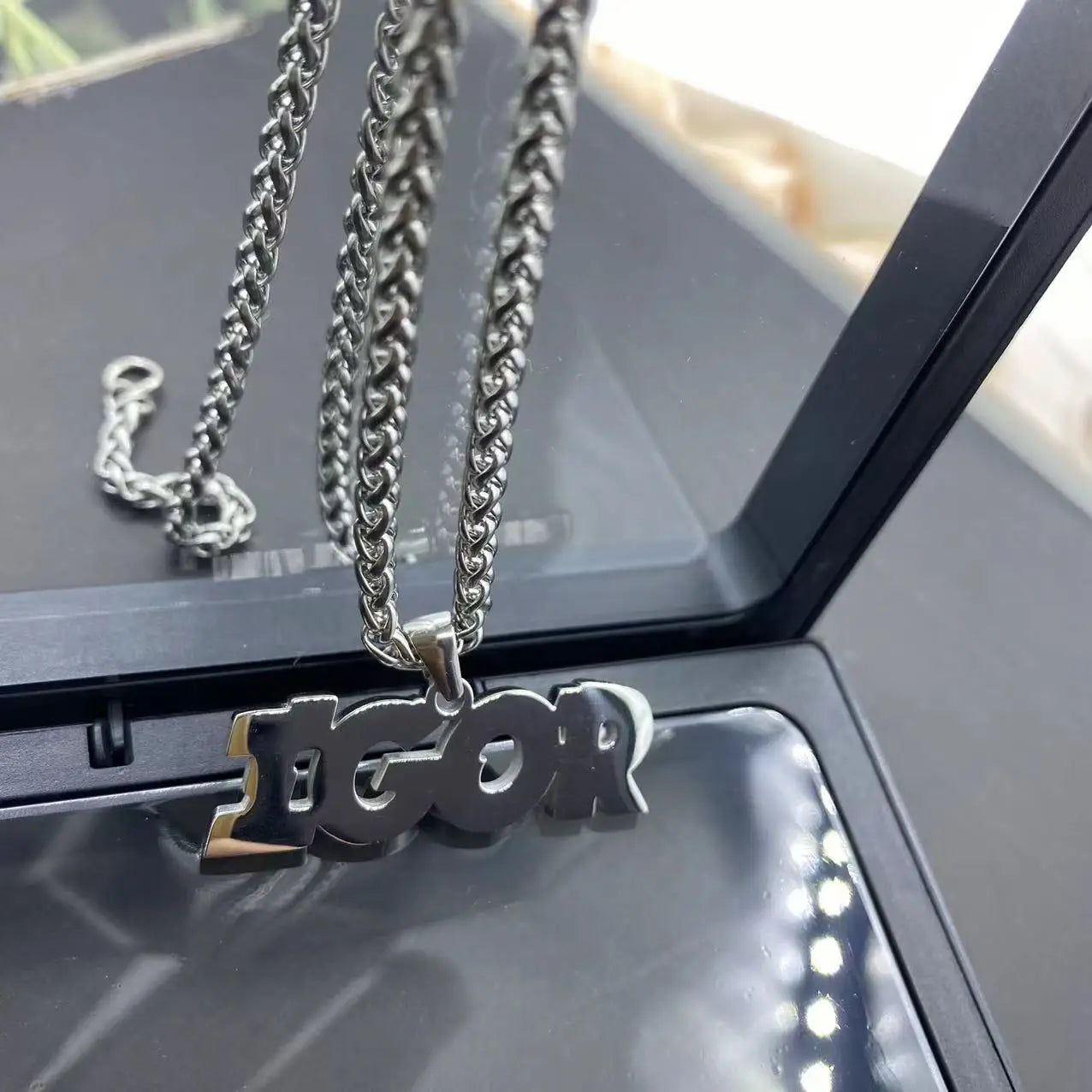 Hip Hop Stainless Steel Letter Necklace Titanium Steel Fashion Men's and Women's Sweater Chain Jewelry Accessories Collection