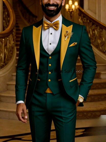 Quality Men's Suit  Fit Tuxedo 3 Pieces Suit Dress Wedding Work & Party