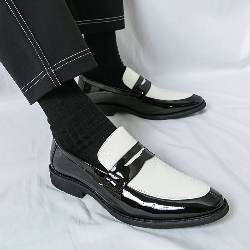 Slipper Schuhe Herren Color Blocked Business Freizeit Mode Rundkopf Formelle Hochzeitsschuhe