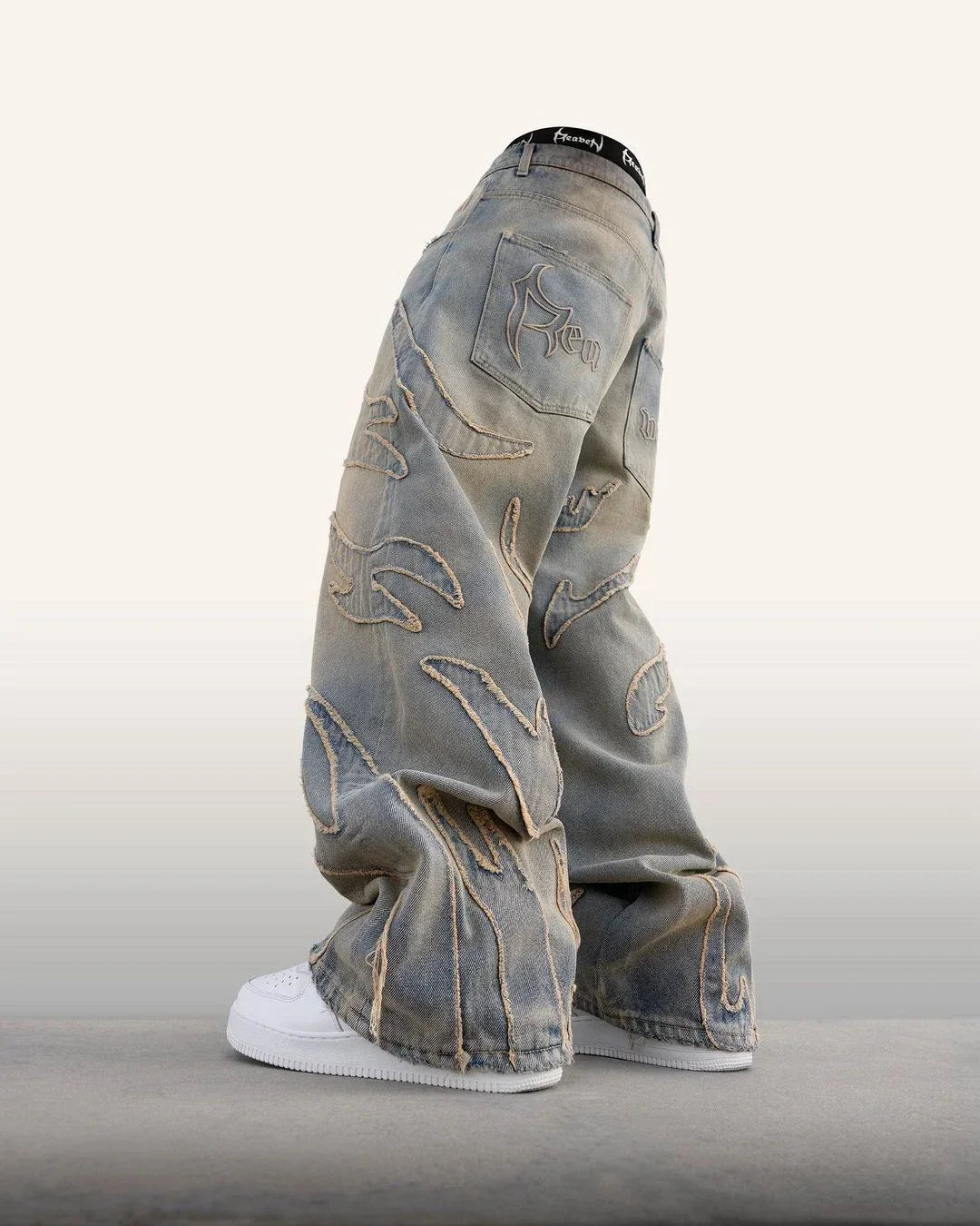 Retro Harajuku Embroidered Denim New Hot Selling Ripped Raw Edge Trousers Baggy Y2k Jeans Men Women Hip Hop Punk Casual Pants