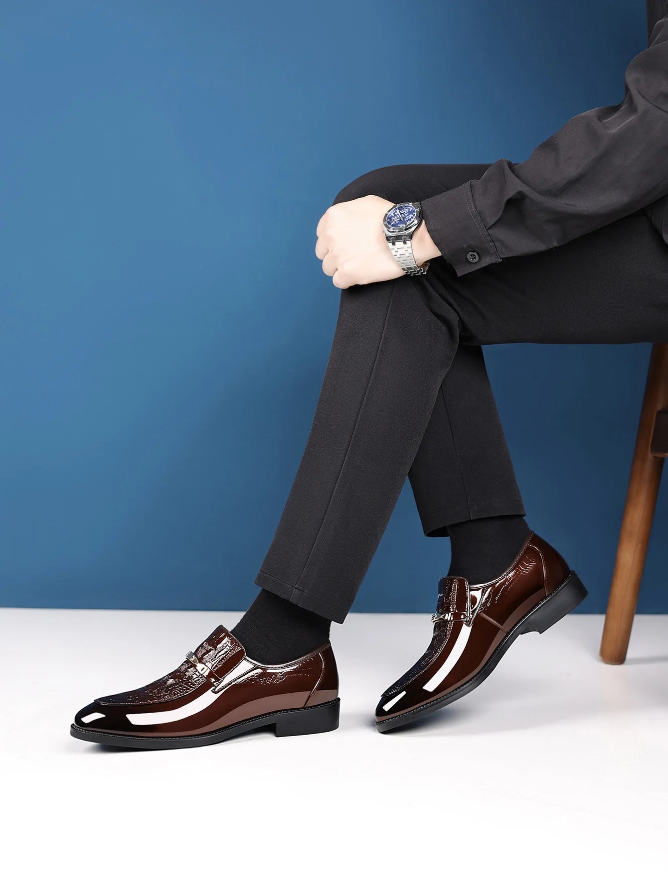 Luxury Men Dress Shoes Crocodile Leather Business Casual Shoes for Men Wedding Party Shoes High Quality Slip on Loafers Big Size