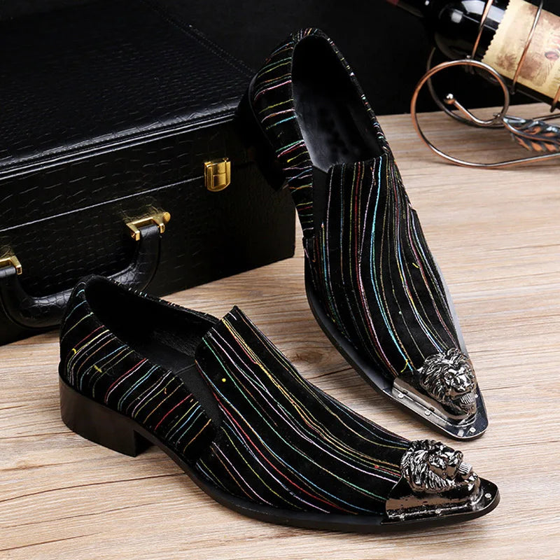 Neu eingetroffen: rote spitze Herren-Lederschuhe aus echtem Leder mit Metallspitze und Kristall, handgemacht, modische Friseurschuhe