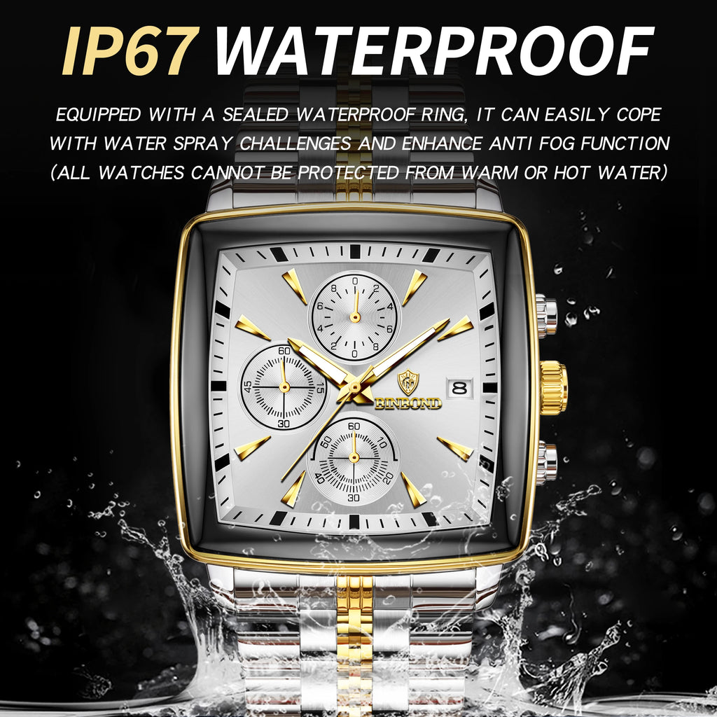 BINBOND Luxury Quartz Watches for Men Auto Date Chronograph Luminous Waterproof Men's Watch Business Sport Fashion Casual Reloj