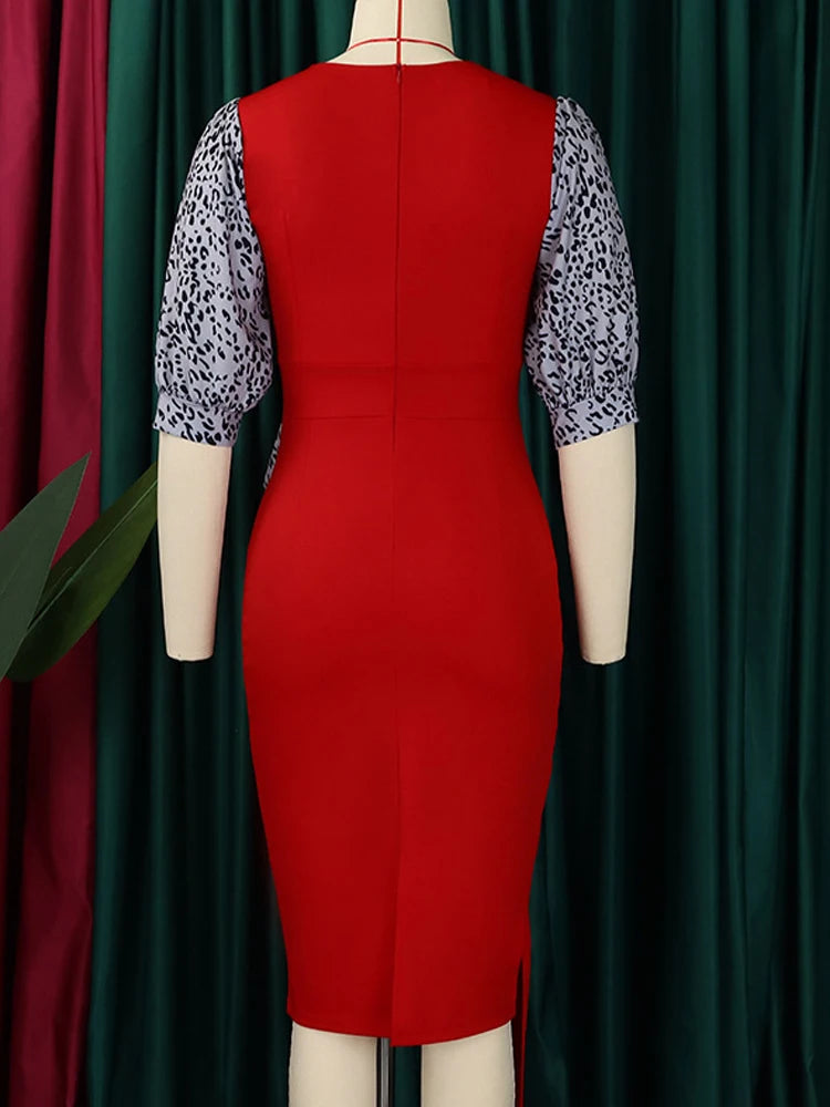 FairyShely 2025 Short Sleeve Patchwork Plus Size Dress Women Large Bodycon Big Dresses Lady Summer Party Tight Curvy Dress