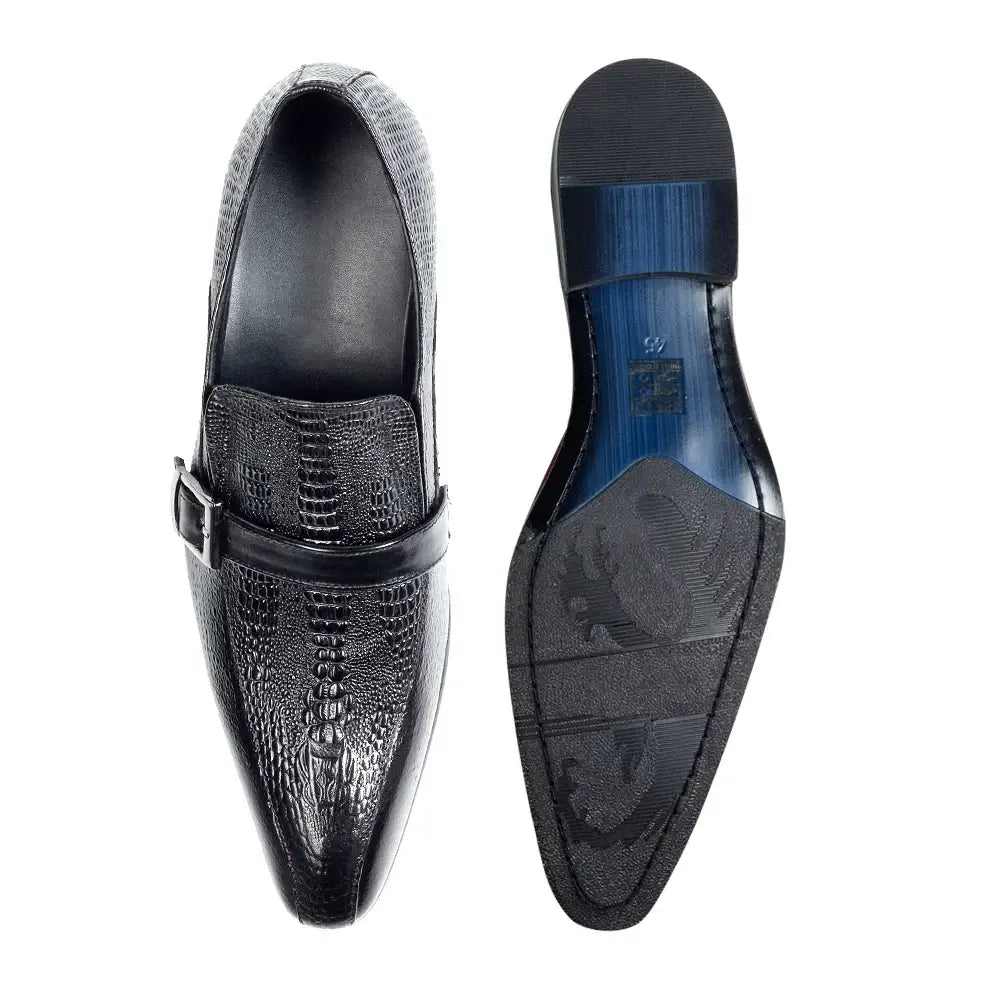 Herren neue Business-Lederschuhe mit Krokoprägung, spitz zulaufend, Rindsleder, niedriger Schaft, zum Hineinschlüpfen, Freizeitschuhe