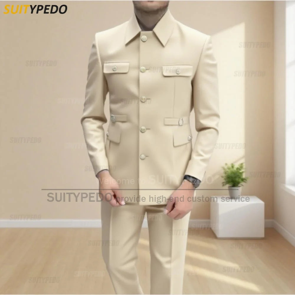 New Design  Men's Suit Sets Formal Slim Fit Prom Hommes 2 Pieces Blazer And Pants Fashion Single Breasted For Special Occasions