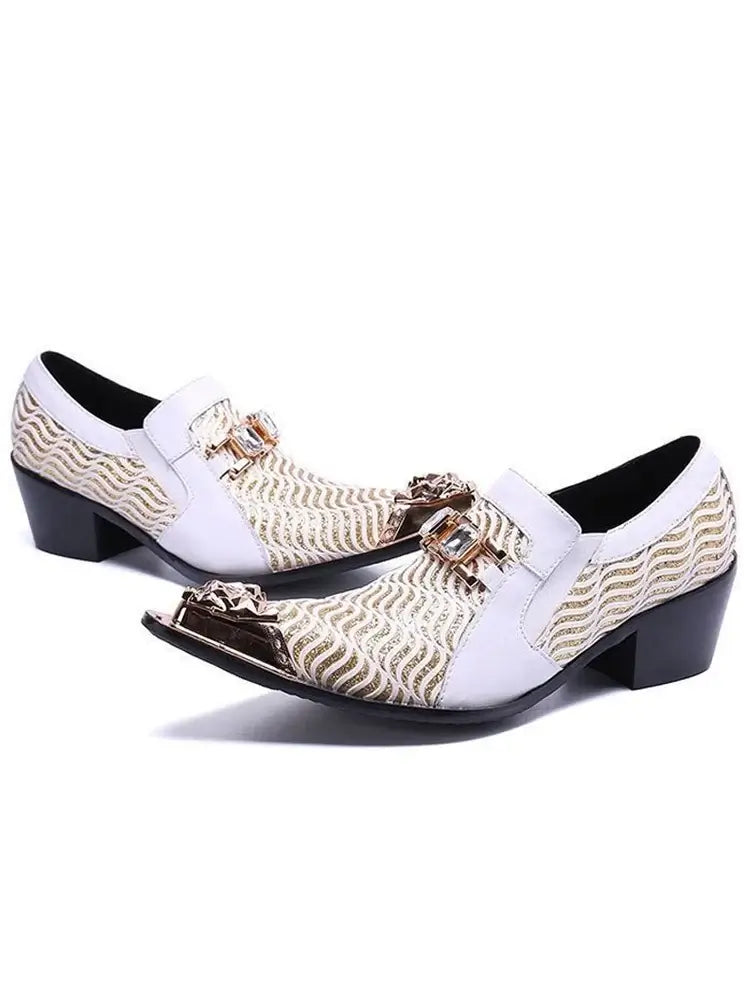 Luxusmarke Herrenschuhe Glitzer Gold italienische Hochzeitsschuhe Herren Leder Spitz Zehe Anzugschuhe Übergröße Herrenschuhe