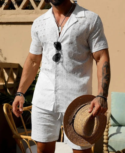 Hawaiian Vacation Suits Men's Summer Lapel Short Sleeve Shirt Shorts 2-piece Sets Fashion Streetwear Male 3D Print Casual Outfit