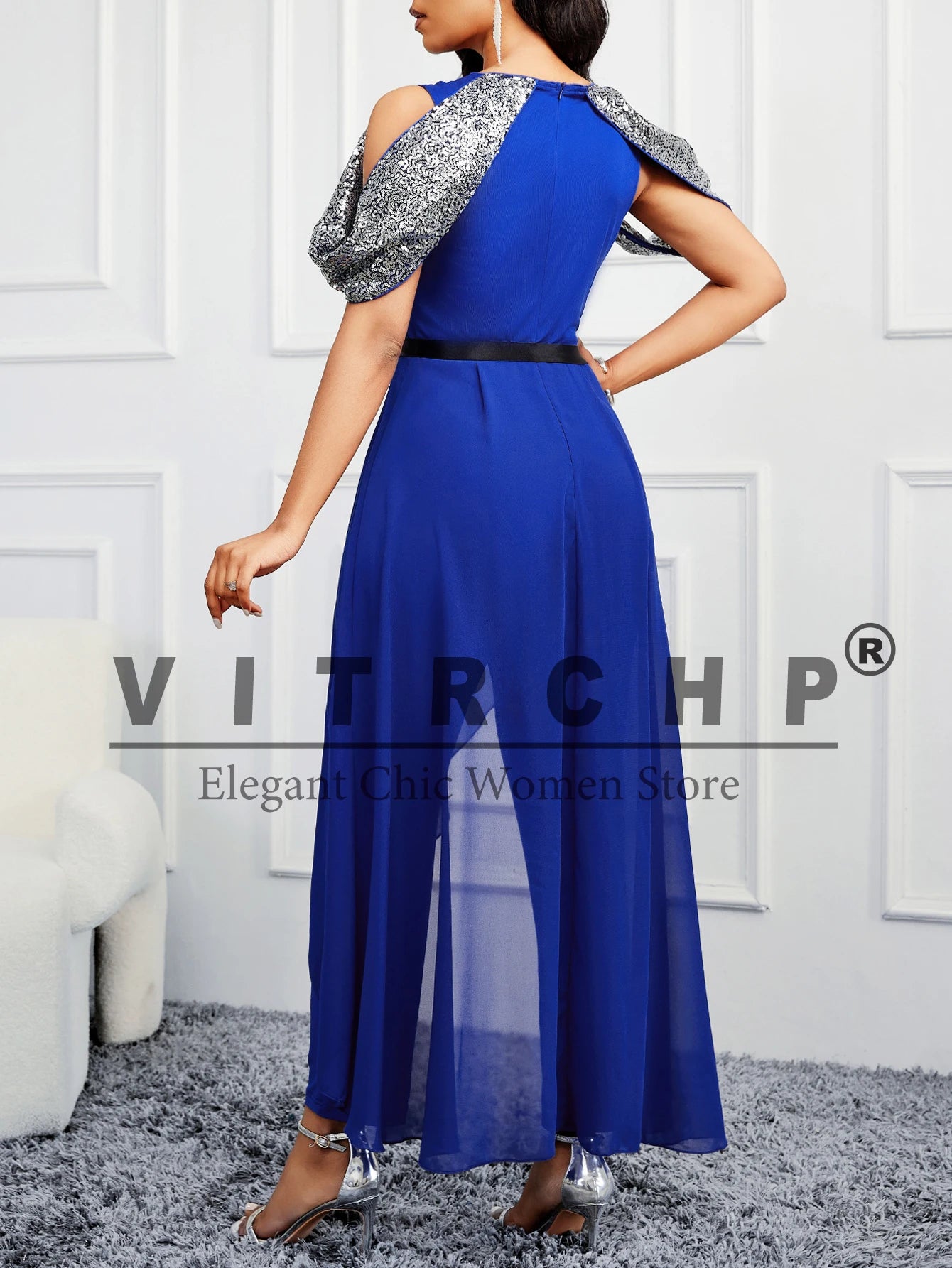 VITRCHP 2024 Elegant Slim Fit Temperament Women's Office Belt Luxurious Design Jumpsuit High Waisted Birthday Party Jacket