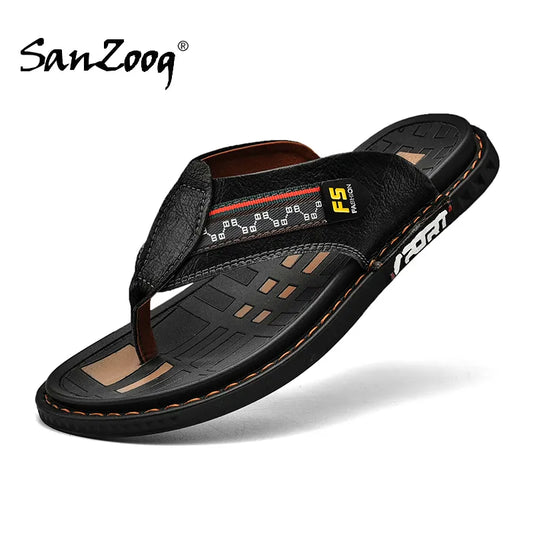 Fashion PU Leather Flip Flops Men Slippers 2022 New Summer Shoes Free Shipping Luxury Brand Designer