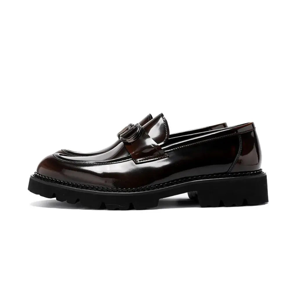 Herren-Loafer aus echtem Leder mit Absatzerhöhung, Sommer, glänzendes Finish, britischer Stil, dicke Sohle, Business-Freizeit-Schuhe