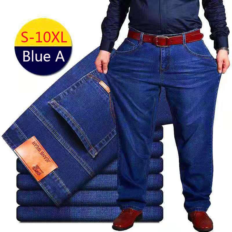 Plus Size Jeans Men Loose Denim Trousers Mens Oversize Clothing Streetwear Black Baggy Jeans 10XL Fashion Straight Casual Pants