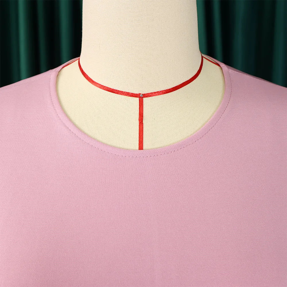 FairyShely 2025 Short Sleeve Patchwork Plus Size Dress Women Large Bodycon Big Dresses Lady Summer Party Tight Curvy Dress