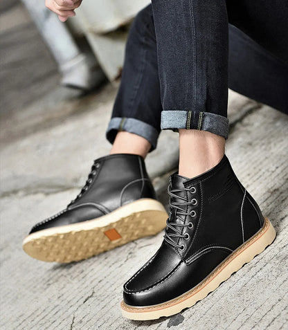 Men Boots Elevator Shoes Hidden Heels High Soft Leather Heightening Shoes For Man Increase Insole 10CM 8CM 6CM Height Boots