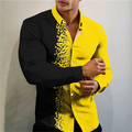 men's T-shirt suit button shirt half splicing trend new geometric flower clear pattern soft and comfortable shirt clothing
