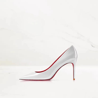 2026 Spring New High-end Black High-heeled Shoes for Women, Thin-heeled, Pointed Toe, Patent Leather, Elegant Single Shoes