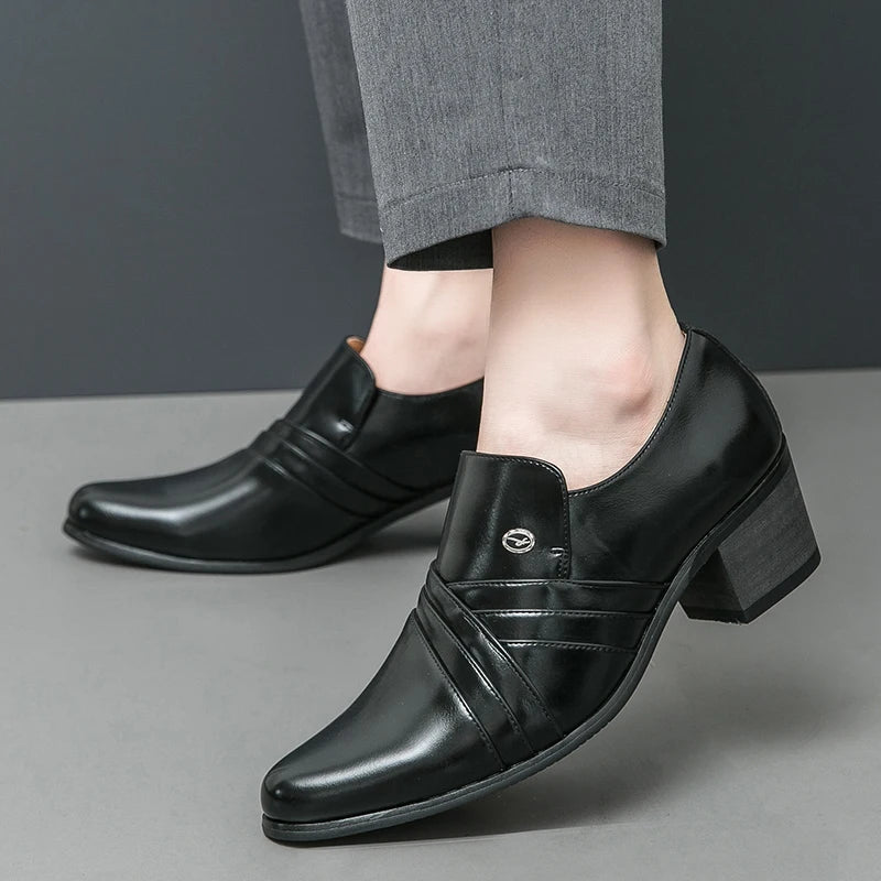 High-End Marke Herren Business Schnürschuhe Leder Erhöhte Höhe Britische Schuhe Herren Spitz zulaufende Zehe Schuhe Hochzeit Stiefel Größe:37-46