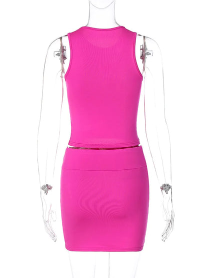 Dulzura Women  Autumn Tank Tops Mini Skirts Party Club Streetwear Two Piece Matching Sets Wholesale Items For Business S3211