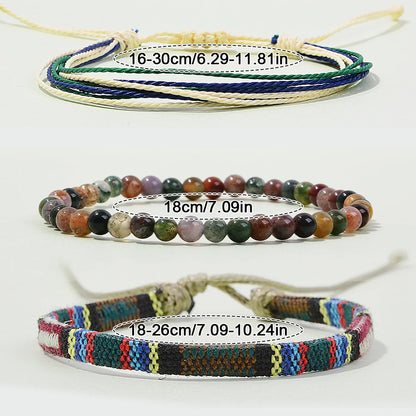 3pcs Bohemian Adjustable Hand Woven Bracelet Colorful Summer Bracelet Beach Bracelet Bohemian Jewelry