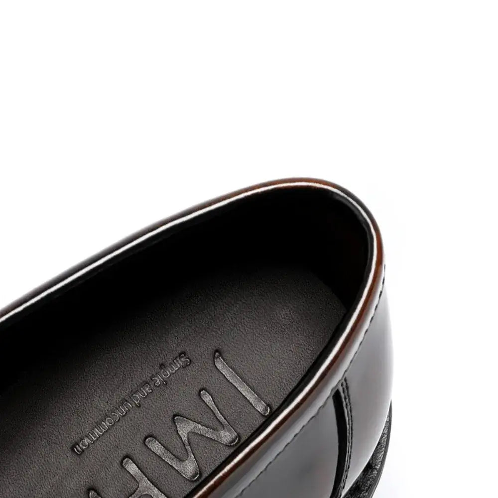 Herren-Loafer aus echtem Leder mit Absatzerhöhung, Sommer, glänzendes Finish, britischer Stil, dicke Sohle, Business-Freizeit-Schuhe