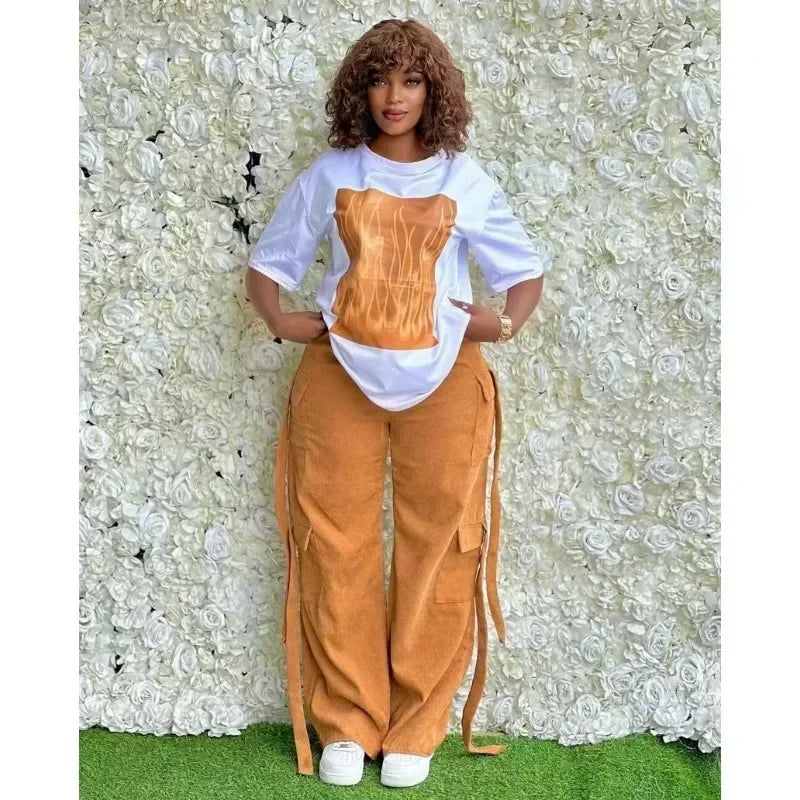 2 Piece Women Sets Dashiki African New Arrival Spring Summer Matching Sets Two Pieces Sets Top Pants Suits Outfits Clothing 2025