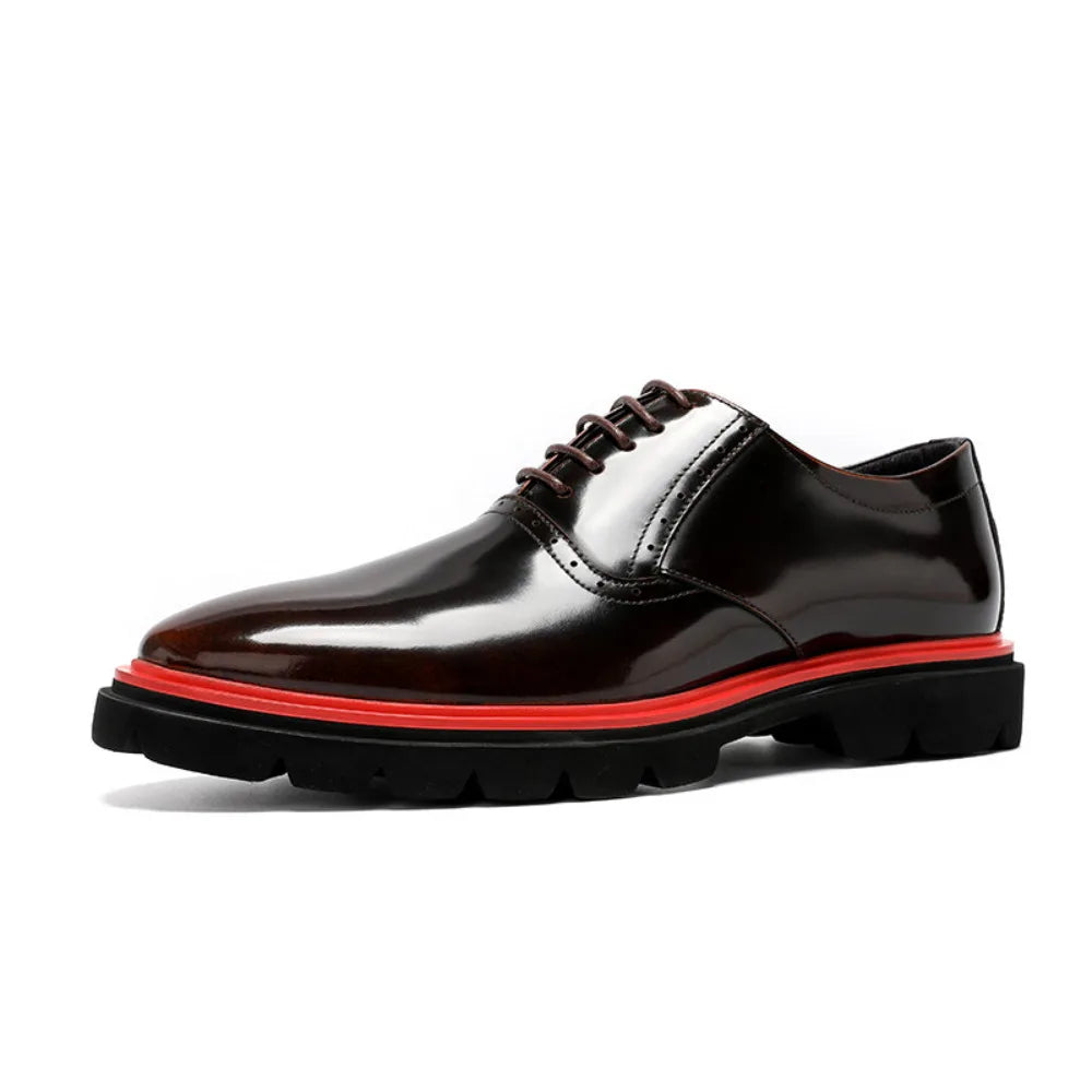 Echte Vollnarbenleder Herren Business-Schuhe Polierter britischer Stil Business Casual Oxford-Schuhe Mode Color-Block Spitz zulaufend