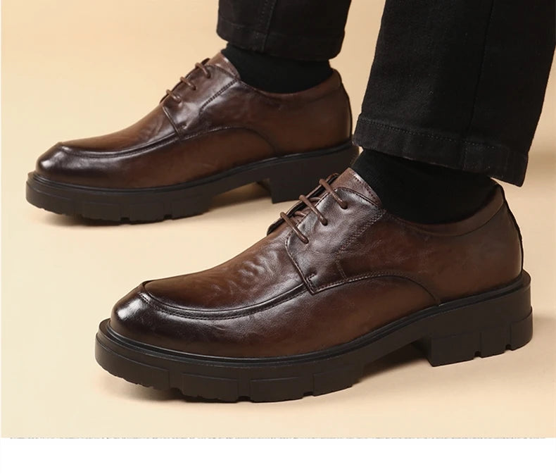 Men Dress Elevator Shoes Platform Breathable Lift Casual Business Luxury Genuine Leather Heightening Shoes 5/8/10CM Taller Male