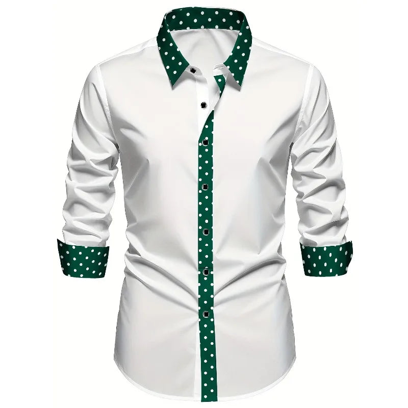 FGKKS Men's Shirt Brand New Arrival Patchwork Four Season Tuxedo Long Sleeve Smart Casual Elastic Male Business Shirts