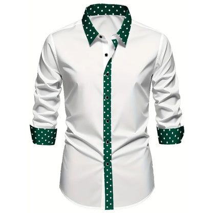 FGKKS Men's Shirt Brand New Arrival Patchwork Four Season Tuxedo Long Sleeve Smart Casual Elastic Male Business Shirts