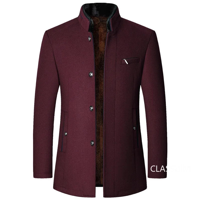 Men Woollen Trench Coats Cashmere Blazers Jackets Stand-up Collar Business Casual Suits Coats Male Winter Jackets and Coats 4