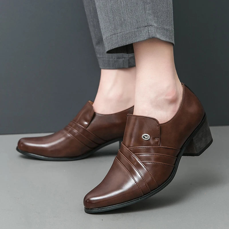 High-End Marke Herren Business Schnürschuhe Leder Erhöhte Höhe Britische Schuhe Herren Spitz zulaufende Zehe Schuhe Hochzeit Stiefel Größe:37-46