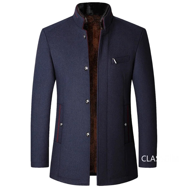 Men Woollen Trench Coats Cashmere Blazers Jackets Stand-up Collar Business Casual Suits Coats Male Winter Jackets and Coats 4