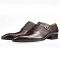 Mens Formal Genuine Leather Shoes Fashion Zapato Social Male Wedding Dress Loafer Weave Printing Lace-up Daily Brogue Shoes